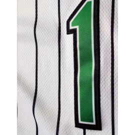 Men's #1 G-Youngsters Embroidered Baseball Jersey - Green & Black Striped, Breathable Polyester, V-Neck, Button-Up, Casual & Sporty Style for Parties, Streetwear, Training & Casual Attire