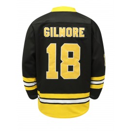 Men'S Black #18 Ice Hockey Jersey With Loose Embroidery And Long Sleeves, Sporty, Fashionable, Casual, Breathable On The Street