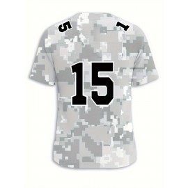 Women's Arctic Camo Kansas City #15 Polyester Football Jersey, Women V-Neck Game Day Sports Shirt With Slight Stretch, Breathable Casual Knit Fabric, Loose Fit Adult, Fans Gift Women, For Casual, Party, And Training Wear