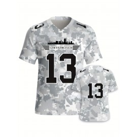 Women's Arctic Camo San Francisco #13 Polyester Football Jersey, Women V-Neck Game Day Sports Shirt With Slight Stretch, Breathable Casual Knit Fabric, Loose Fit Adult, Fans Gift Women, For Casual, Party, And Training Wear