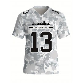 Women's Arctic Camo San Francisco #13 Polyester Football Jersey, Women V-Neck Game Day Sports Shirt With Slight Stretch, Breathable Casual Knit Fabric, Loose Fit Adult, Fans Gift Women, For Casual, Party, And Training Wear