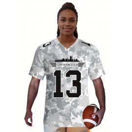 Women's Arctic Camo San Francisco #13 Polyester Football Jersey, Women V-Neck Game Day Sports Shirt With Slight Stretch, Breathable Casual Knit Fabric, Loose Fit Adult, Fans Gift Women, For Casual, Party, And Training Wear