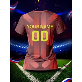 Customized Women's V-Neck Football Jersey - Personalized Name & Number, Breathable Quick-Dry Fabric, Team Training & Casual Wear, All-Over Print Design, Regular Fit for Spring/Summer/Fall, Custom Football Jersey, Quickdrying Fabric