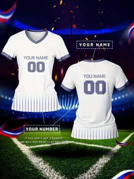 Customizable Women's V-Neck Soccer Jersey - Personalized Name & Number, Breathable Polyester, Quick-Dry Sports Top for Team Training & Casual Wear, Sports Training Top | Customizable Sports Apparel | Durable Sports Clothing