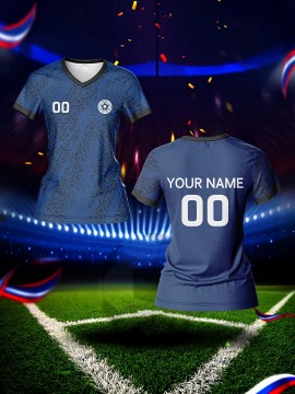 Customized Name & Number Women's V-Neck Football Jersey - Breathable Quick-Dry Moisture-Wicking Fabric, All-Over Print Design for Team Training, Fitness & Casual Wear (Spring/Summer/Fall), Personalized Football Jersey