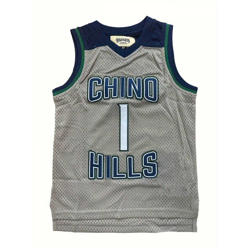 Kids Basketball Jerseys Youth For Boys Girls #1 Khaki Sport Jersey 3-14Years