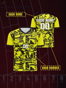 1pc Customizable Soccer Jersey for Kids - V-Neck Football Shirt with Personalized Name & Number, 100% Polyester Knit Fabric, All-Over Print, Medium Stretch, Regular Fit, for Boys & Girls, Sports & Casual Wear, Spring/Summer/Fall