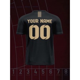 Customizable Youngsters' Soccer Jersey - V-Neck, Comfort Fit in Black & Golden with Your Name & Number - Durable Polyester, Machine Washable for Sports, Outdoor Activities & Casual Wear