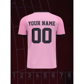 [1pc Customizable Soccer Jersey] 1pc Customizable Soccer Jersey for Kids | Personalized Name & Number, V-Neck, Knit Polyester, All-Season Sports & Casual Wear, Preppy Street Style, Medium Stretch, for Boys & Girls, Beach & Party Top