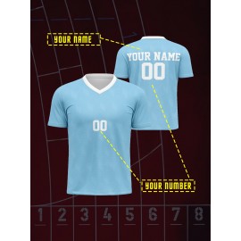 Customizable V-Neck Youngsters's Soccer Shirt - Comfortable Fit, Personalized Name & Number, Ideal for Sports and Casual Outdoor Activities, Football Shirt Tops, Running