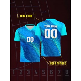 1pc Customizable Soccer Jersey for Kids - V-Neck, All-Season Knit Polyester Football Shirt with Personalized Name & Number, Preppy Street Style, Medium Stretch, for Sports & Casual Wear