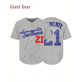 Men'S # 21 Baseball Shirt 100% V-neck Sweatshirt Loose Fit Button Closed Casual And Sportswear Multi Functional Running Training Hiking Cycling S-3XL