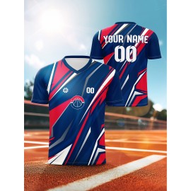 Customizable V-Neck Youngsters's Soccer Shirt - Comfortable Fit, Sports & Casual Outdoor Running Top with Personalized Name and Number, Top